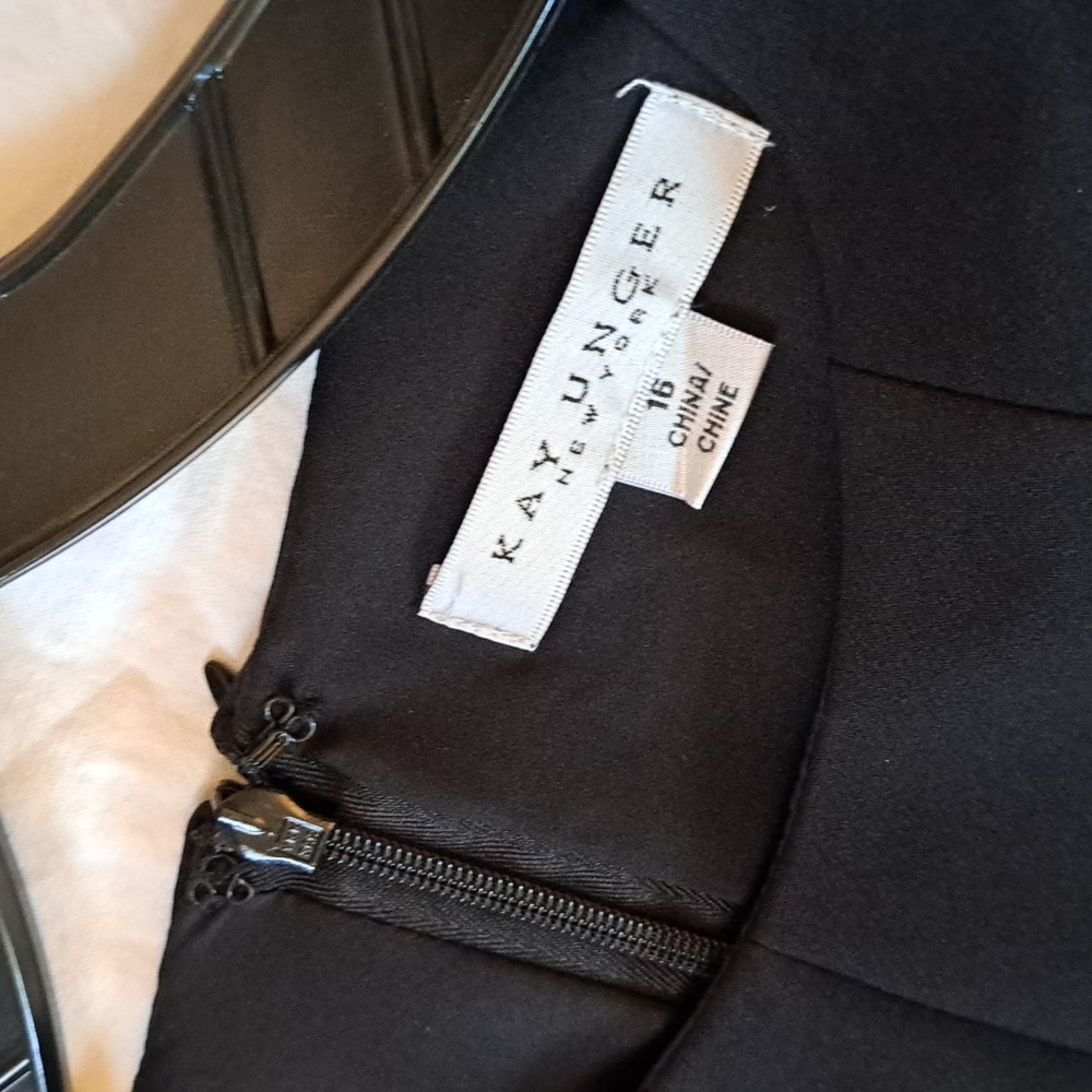 Black Kay Unger Column Dress with Ruched Sleeves